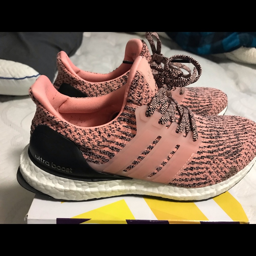 Pink and black ultra boost